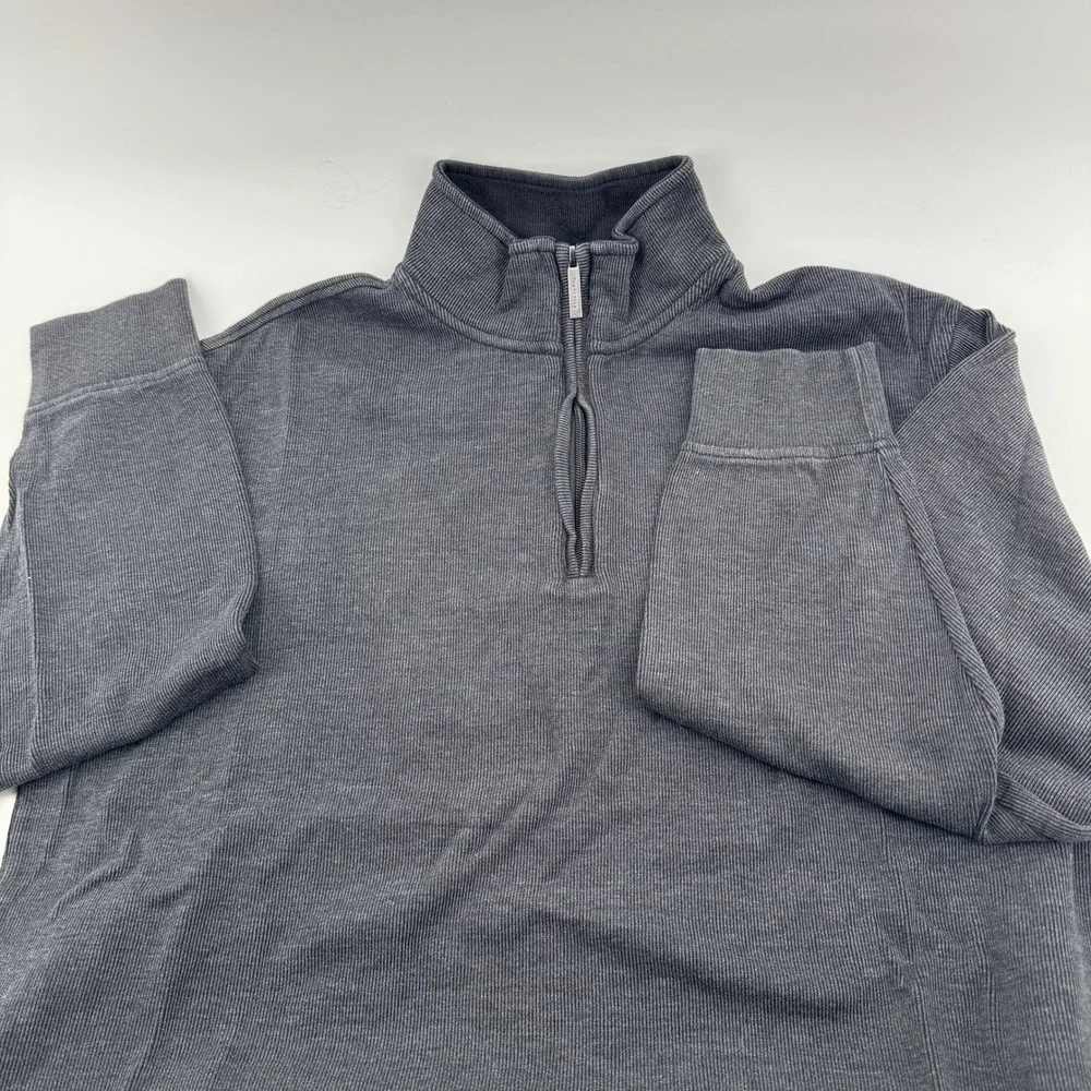Van Heusen Mens Gray‎ Quarter Zip Pullover Sweater Size Large Ribbed Golf casual
